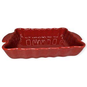 Red Matceramica Wavy Rectangle Ceramic/Stoneware Baker 12" Made in Portugal